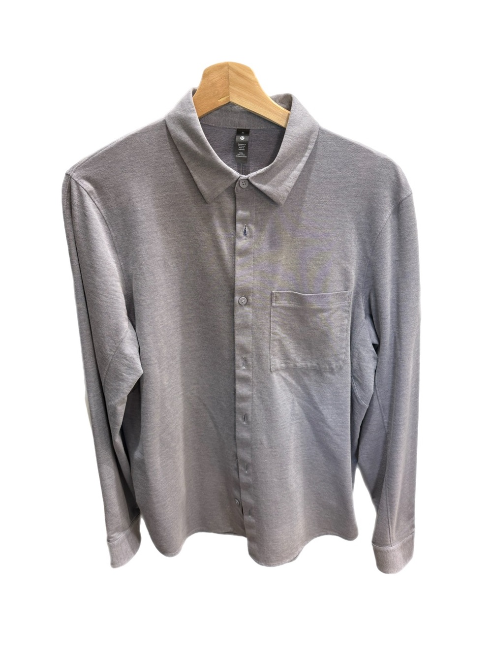 Lululemon Men's Long-Sleeve Button-Down Shirt - Blue/Gray M